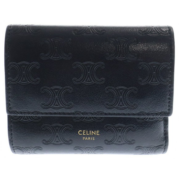 Celine Coin Wallet Leather Case Trifold Black - Picture 1 of 6